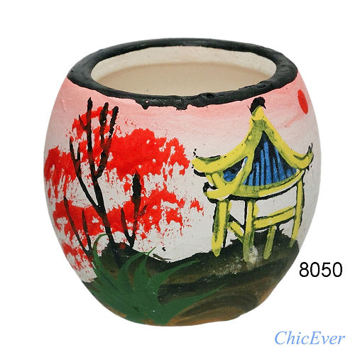 3 tlg. Mini-Dekoset, Vasen, Teller, handbemalt, 8050